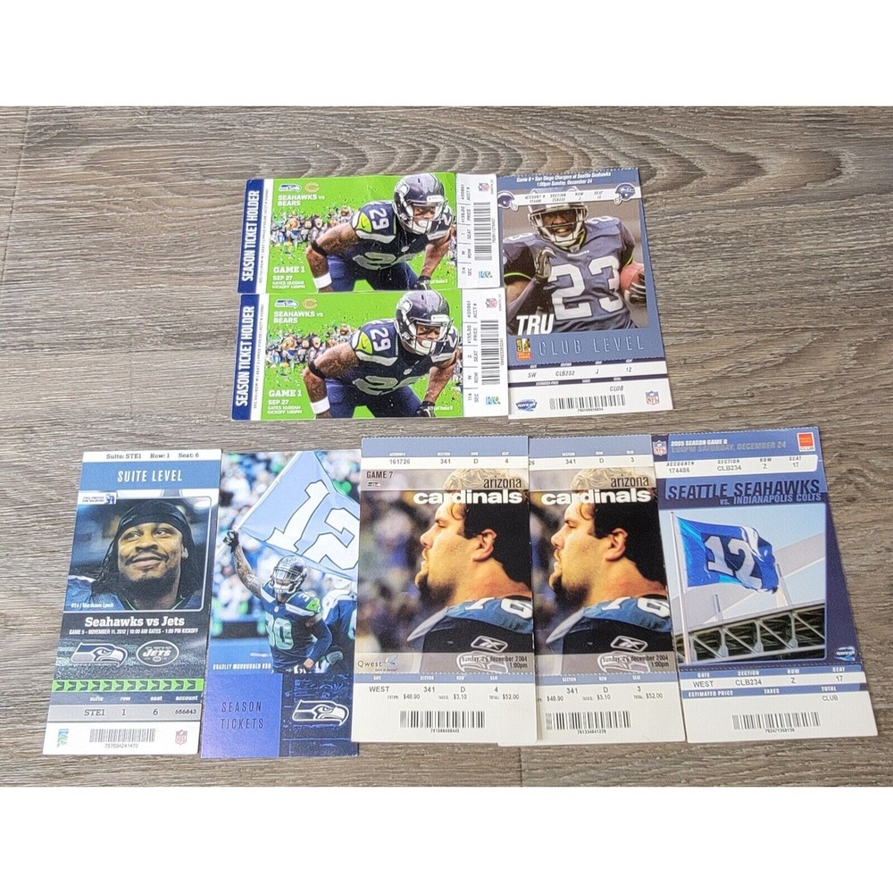 Seattle Seahawks Ticket Stub Lot 7 Tickets + Season Ticket Cover NFL Memorabilia